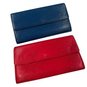 Louis Vuitton Vibrant long Wallet Duo one in Blue and one in Red | Epi Leather